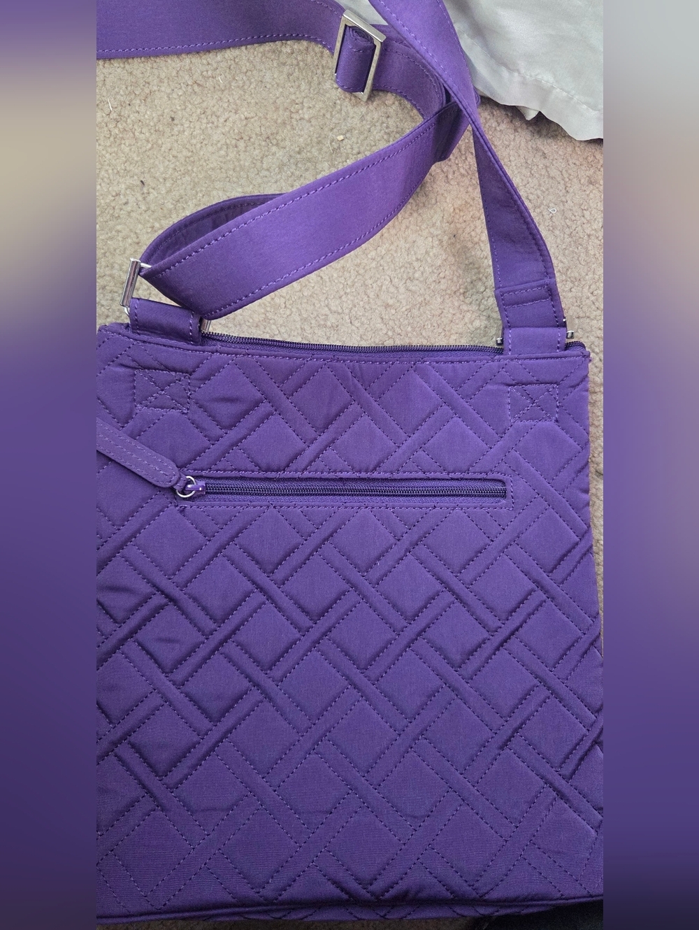 Vera Bradley Hipster Crossbody Purse Elderberry Quilted Rich Purple Adjustable